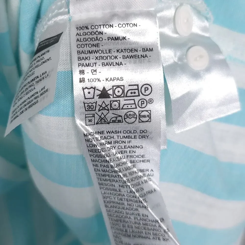 LEVI’S New Blue White Striped Button Shirt Two Horse Patch 100% Cotton Men LARGE